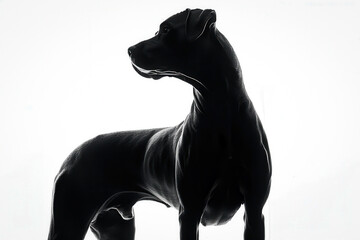 Pitbull Silhouette - Detailed Animal Art on White Background