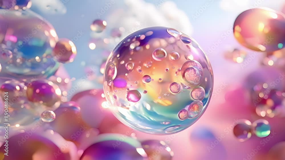 Aufkleber an eyecatching 3d logo design with a large 3d bubble as the main element surrounded by smaller bubbl