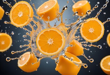 macro shot splash orange fruit