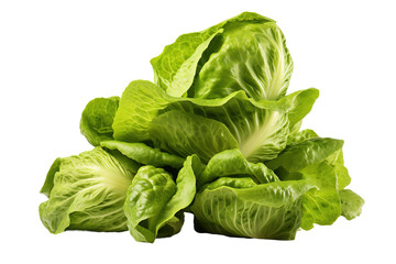 The Verdant Cascade: A Whimsical Pile of Lettuce on White or PNG Transparent Background.