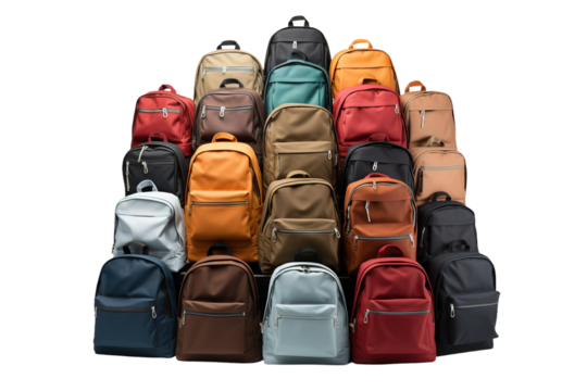 The Towering Backpack Brigade on White or PNG Transparent Background.