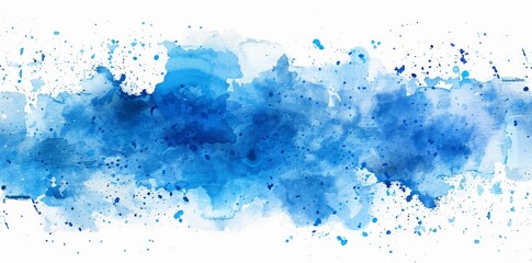 An isolated watercolor painting with blue brush strokes set against a transparent background
