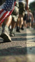 Fototapeta premium Patriotic Veteran Racewalking Event Promoting Fitness and Honoring Military Service