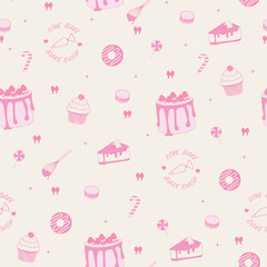 Cake and bakery seamless pattern