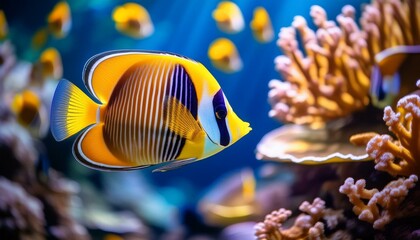Angel butterfly fish Underwater Elegance: School of Angel Butterflyfish Amidst Coral Archway"