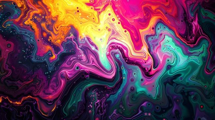 A Vivid Swirl of Neon Colors Abstract Background, Psychedelic Dreamscape