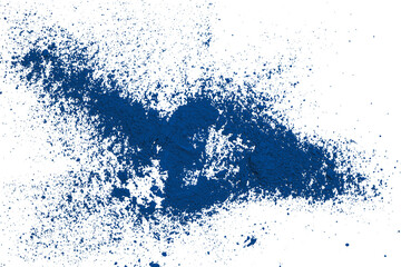 Blue powder isolated on transparent background.