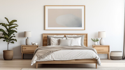 Scandinavian Style Bedroom with Neutral Tones and Wooden Elements