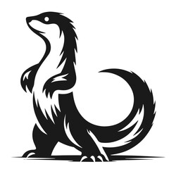 Black and white vector silhouette of a cute Monkey isolated on white background	
