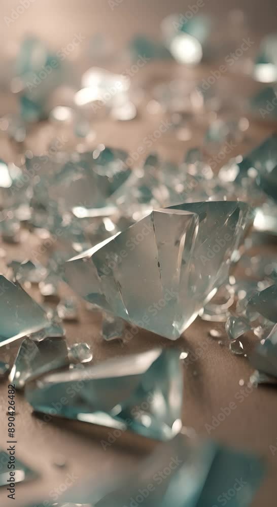 Poster a close up of a pile of broken glass concept of fragility and vulnerability as the broken pieces of 