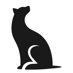 Black and white vector silhouette of a cute Big Cat isolated on white background	
