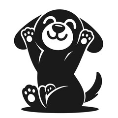 Black and white vector silhouette of a cute puppy isolated on white background	
