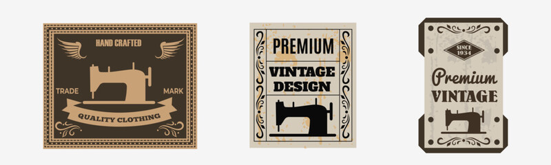 Set of vintage original blue jeans raw denim labels,genuine exclusive