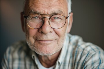 Obraz premium Old Man Glasses. Closeup Portrait of Handsome Father with Head Shot and White Goggles