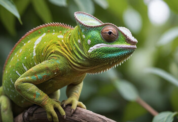 Obraz premium A chameleon blending in perfectly with its surroundings. 