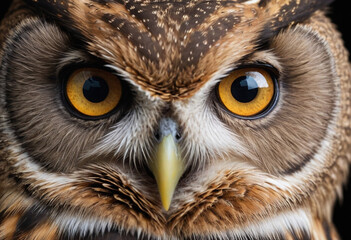 Obraz premium A close-up of an owl's eyes, perfectly adapted for night vision. 