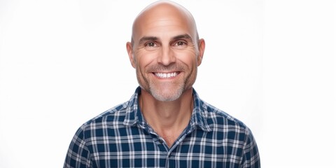 Fototapeta premium Photo of a smiling, confident, optimistic tech worker on a white background