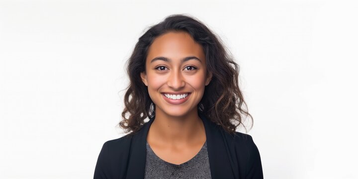 Photo of a smiling, confident, optimistic tech worker on a white background