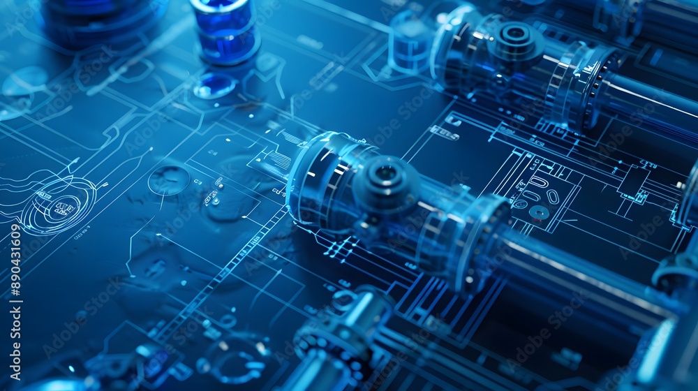 Poster a close up of a circuit board with many small parts. concept of complexity and intricacy, as well as