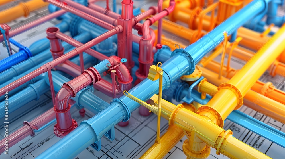 Poster a series of colorful pipes are shown in a close up. the colors are bright and vibrant, creating a se