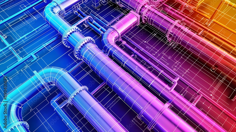 Poster a series of colorful pipes are shown in a close up. the colors are bright and vibrant, creating a se