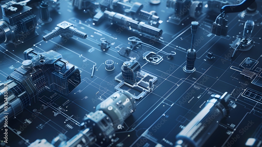 Poster a close up of a circuit board with many small parts. concept of complexity and intricacy, as well as