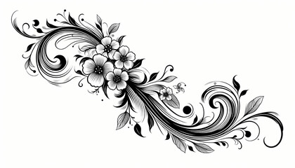 Fototapeta premium black and white abstract background, abstract floral background with swirls