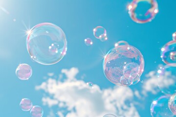 Serenity in Soap Bubbles Against Pink Sky