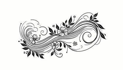 black and white abstract background, abstract floral background with swirls