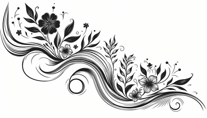 black and white abstract background, abstract floral background with swirls