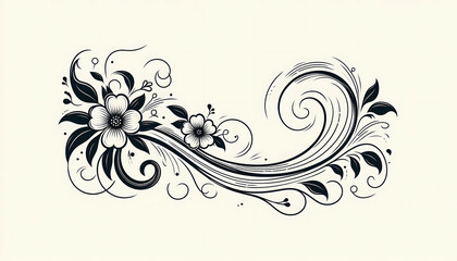 black and white abstract background, abstract floral background with swirls