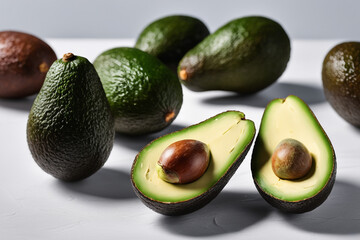 Avocado isolated on white paper background
