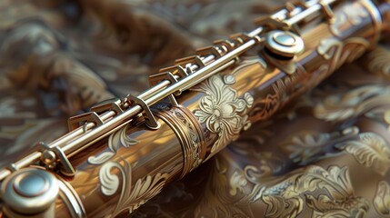 Naklejka premium Flute with elegant engravings, warm tones, realistic studio lighting, highresolution background