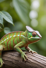 Obraz premium A chameleon blending in perfectly with its surroundings. 
