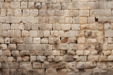 Obraz premium Processed collage of old ancient sand block wall texture in daylight. Background for banner