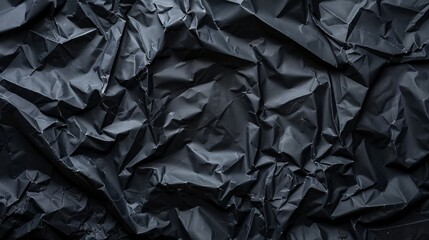 An image of crumpled black paper texture and a black matte paper texture background