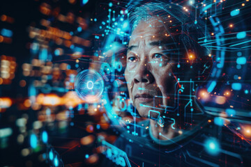 Futuristic Male Portrait at Night 