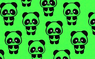 Fototapeta premium Children's print with pandas pattern. Cute panda pattern background. Cartoon panda wallpaper. Panda art. Pattern with animals. Cute animals art.