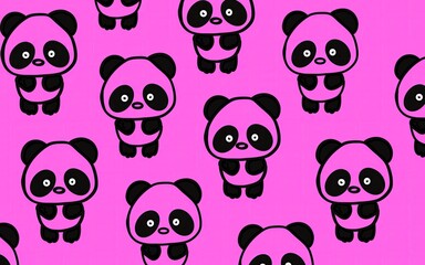 Obraz premium Children's print with pandas pattern. Cute panda pattern background. Cartoon panda wallpaper. Panda art. Pattern with animals. Cute animals art.