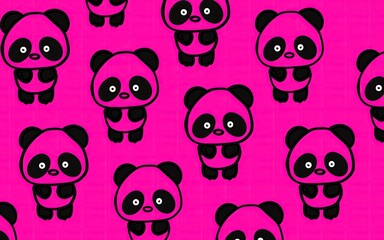 Children's print with pandas pattern. Cute panda pattern background. Cartoon panda wallpaper. Panda art. Pattern with animals. Cute animals art.