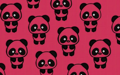 Children's print with pandas pattern. Cute panda pattern background. Cartoon panda wallpaper. Panda art. Pattern with animals. Cute animals art.