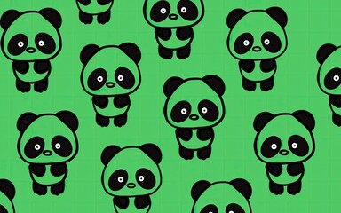 Children's print with pandas pattern. Cute panda pattern background. Cartoon panda wallpaper. Panda art. Pattern with animals. Cute animals art.