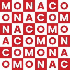 Monaco seamless pattern with a red and white plaid background like the colors of the Monaco flag