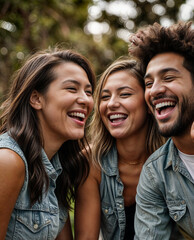 Fototapeta premium Group of friends laughing together 함께 웃는 친구들의 모임