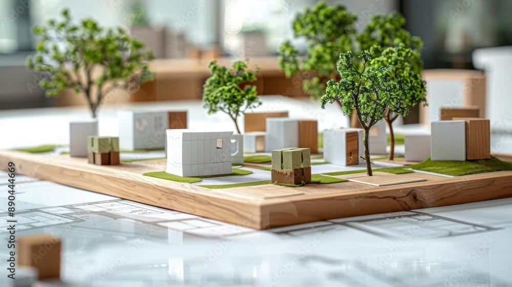 Poster the architectural model with trees
