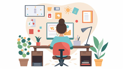 Fototapeta premium connected with your team when working from home