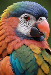 Fototapeta premium A close-up of a birds colorful beak and vibrant feathers. 