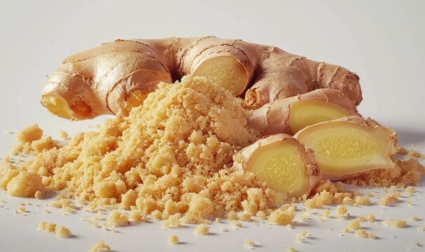 Fresh ginger root and ground ginger