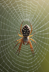  A close-up of a spider spinning its intricate web. 