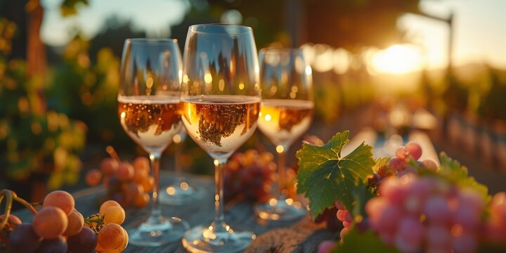 Friends enjoying wine tasting at vineyard for National Wine Day, August 5th, scenic location, gourmet experience